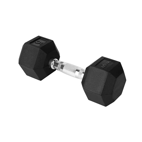 Hex Dumbbell, Rubber Coated, Chrome Grip Hand Weight