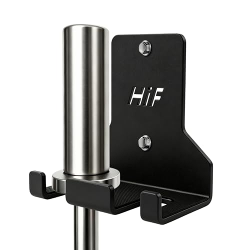 HIFLAME Double Barbell Storage Wall Mounted Storage Rack, Wall Barbell Rack, Olympic Wall Mount Barbell Holder,Vertical Hanging Barbell Rack.Suitable for Gym, Home Fitness. (Black)