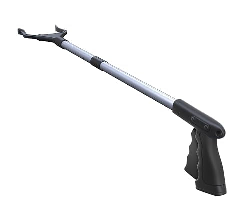 2024 Upgrade PowerGrip T9, Grabber Reacher Tool, Wide Jaw, Foldable, Steel Cable, with 96 Grip Points for Firm Grip, 32" with Magnet (Black, 32 Inch)