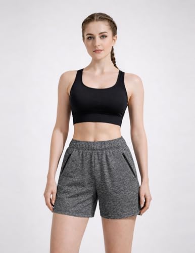 1 or 5 Pack Women's Lounge Workout Shorts with Zipper Pockets - view 2