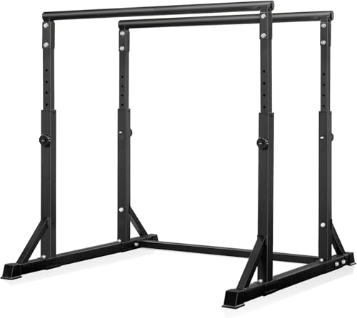 Dip Bar, Heavy Duty Dip Station with 7 Height Levels, 800lbs Adjustable Parallel Bars for Tricep Dips Pull-Ups L-Sits Calisthenics Exercises Strength Training for Home Gym Outdoor