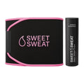 Waist Trimmer Pack - Sweet Sweat Waist Trimmer (Black/Pink, Medium) & Workout Enhancer Roll-On Gel Original Scent (6.4oz)