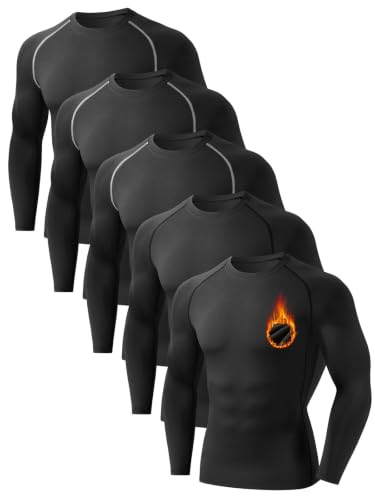 Men Thermal Compression Shirt Long Sleeve Base Layer Tops