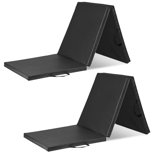ProsourceFit Tri-Fold Folding Thick Exercise Mat 6’x2’ with Carrying Handles for MMA, Gymnastics, Stretching, Core Workouts