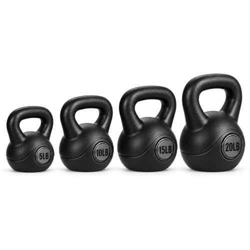 Vinyl Kettlebell Set, 30/45/50/75 Pound Options – Cement-Filled Strength Training Weights with Ergonomic Grip and Color Coding for Full Body Fitness at Home or Gym - view 2
