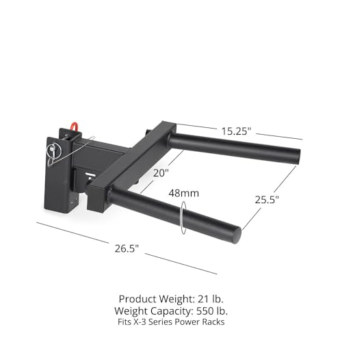 Y-Dip Bar Fits X-3 Series Power Racks, Rack Mounted Dip Attachment, 550 LB Capacity, Dip Bar Station for Tricep Dips, Bodyweight Training, Calisthenics, Squat Rack - view 2