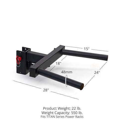 Titan Fitness Y-Dip Bar Fits TITAN Series Power Racks, Rack Mounted Dip Attachment, 550 LB Capacity, Dip Bar Station for Tricep Dips, Bodyweight Training, Calisthenics, Squat Rack - view 2