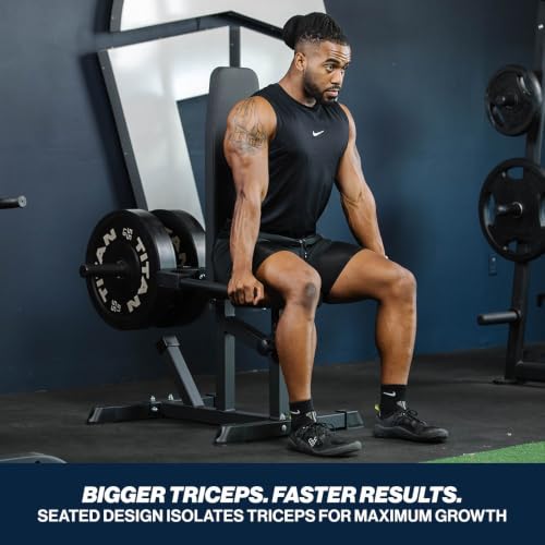 Titan Fitness Seated Dip Machine, Plate Loaded Dip Machine Rated 200 LB, Seated Triceps Dip Machine, Adjustable Padded Seat Backrest, Doubles as Bicep Curl Station - view 3