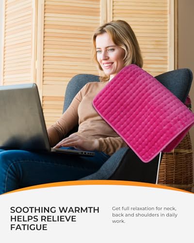 18" x 33" Large Heating Pad for Back, FSA Eligible Pink Heating Pad for Period Cramps, Heated Pad, 6 Heat Settings, Auto Off, Moist Heat, Cute Heat Pad for Women Mom Wife Teens - view 4