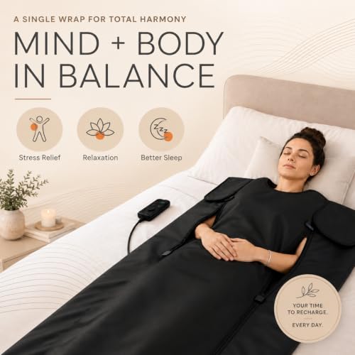 Infrared Sauna Blanket –Low EMF Safe with Support Pillow,Size 6 ft x 2.6 ft,Durable PU Leather Cover Detox & Relaxation at Home Adjustable Timer,5 Pcs Detox Bags,Gifts for Family - view 3