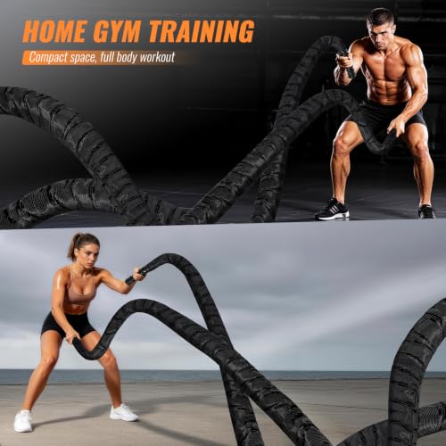 Battle Rope for Home Gym – 1 Inch 30FT Heavy Exercise Rope with Wear-Resistant Nylon Sleeve & Anchor Strap - view 2