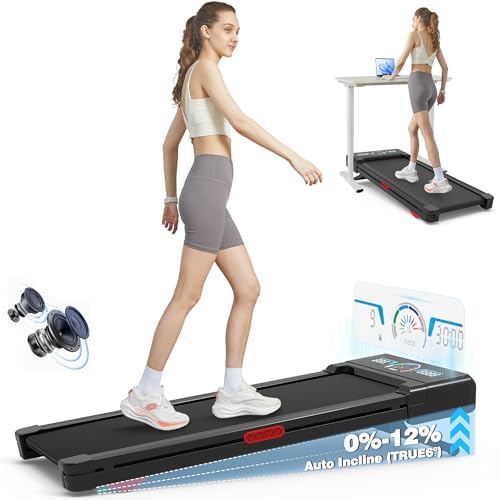 Walking Pad Treadmill 12% Auto Incline, Under Desk Treadmill