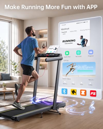 Walking Pad Treadmill with 12% Incline, 4 in 1 Foldable Treadmill with Handle Bar for Home/Office, Under Desk Treadmills Portable Folding Walking Pad with App & Bluetooth Speaker, 0.6-10MPH - view 4