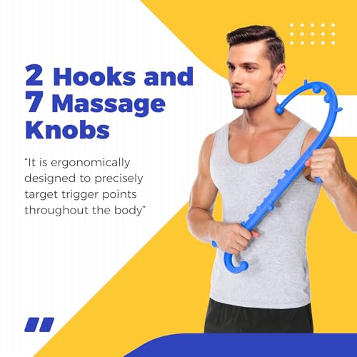 Deep Tissue Back & Neck Massager - Back Massager Stick for Pain Relief, Muscle Knot Remover, Trigger Point Massage Tool for Full Body, Shoulders, Legs - Pressure Point Massage Tool (Blue) - view 4