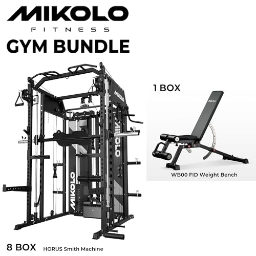 Smith Machine with Weight Stack, Power Cage Home Gym System with LAT Pulldown & Cable Crossover, Multi-Functional Trainer with Dual Pulley System, Includes 10+ Free Attachments - view 2