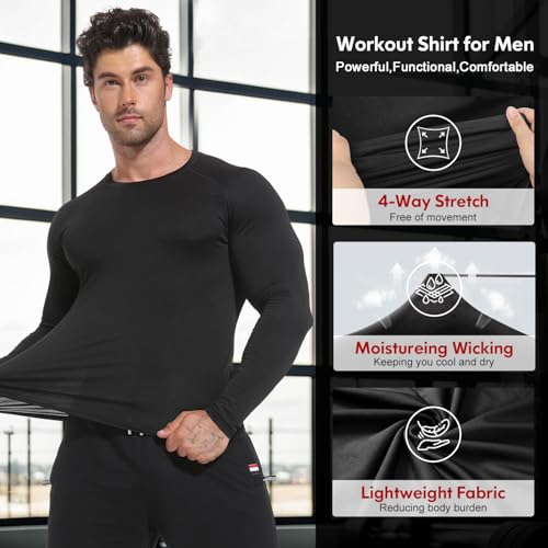 4 Pack Men's Compression Shirts Long Short Sleeve Rash Guard Workout Top - view 3