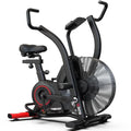 Air Resistance Fan Exercise Bike, Upright Stationary Indoor Cycling Bike with Bluetooth Connection, Dual Action Handlebars and Dual-Layer Transmission System for Home Gym Cardio Training