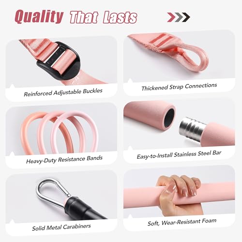 Upgraded Pilates Bar Kit with Resistance Bands Natural Latex for Women & Men, Heavy-Duty Stainless Steel Multifunctional Yoga Pilates Stick for Home Gym Exercise Fitness Equipment Full-Body Workouts - view 5