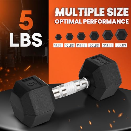 Hex Dumbbell, Rubber Coated, Chrome Grip Hand Weight - view 3