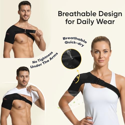 1 PC Shoulder Brace for Men and Women for Pain Relief - Shoulder Support & Compression Sleeve for Torn Rotator Cuff, AC Joint, Dislocation - Adjustable Design (Size S, 1) - view 5