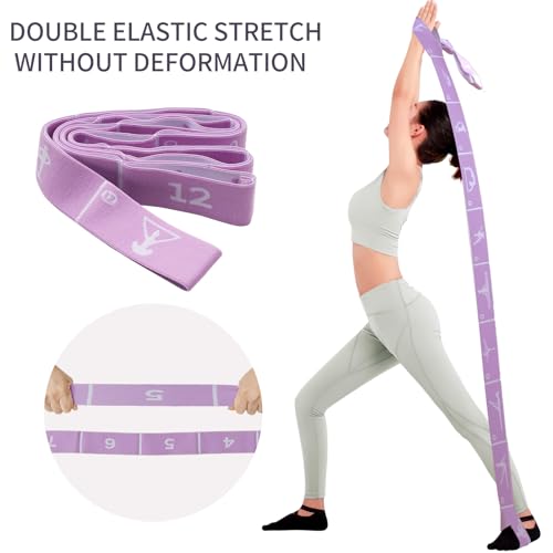 12 Loop Resistance Stretch Band, Numbered Flexibility Strap for Exercise, Physical Therapy, Yoga, Pilates, Dance, Gymnastics and Rehab Training, Adjustable Stretching for Splits, Ballet,Home Workouts - view 5
