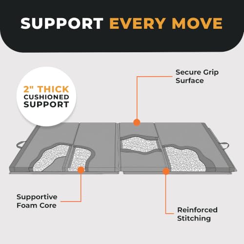 10x4 Feet 4-Panel Folding Gymnastics Mat – 2-Inch Thick Pad with Vinyl Surface and Carrying Handles for Tumbling, Yoga, Pilates, Home Workouts, and Martial Arts - view 4