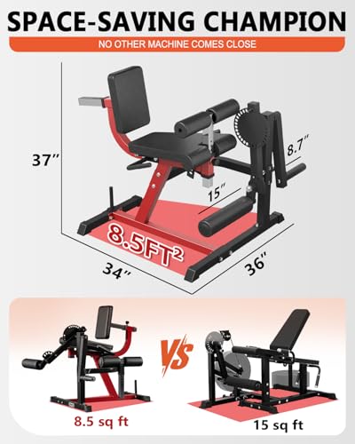 Leg Extension and Curl Machine, Lower Body Special Leg Machine, Adjustable Leg Exercise Bench with Plate Loaded, Leg Rotary Extension for Thigh, Home Gym Weight Machine - view 4