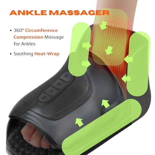 Foot and Ankle Massager with Heat - Electric Feet Massage Machine with Deep Kneading and Air Compression for Plantar Fasciitis, Foot Muscle Relax at Home or Office, Fathers Day Gift - view 3