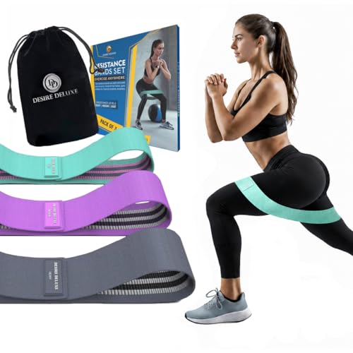 Premium Resistance Bands Set – Fabric Stretch Bands for Strength Training, Physical Therapy, Pilates & Yoga, Non-Slip Workout Bands for Men & Women (3 Pack)