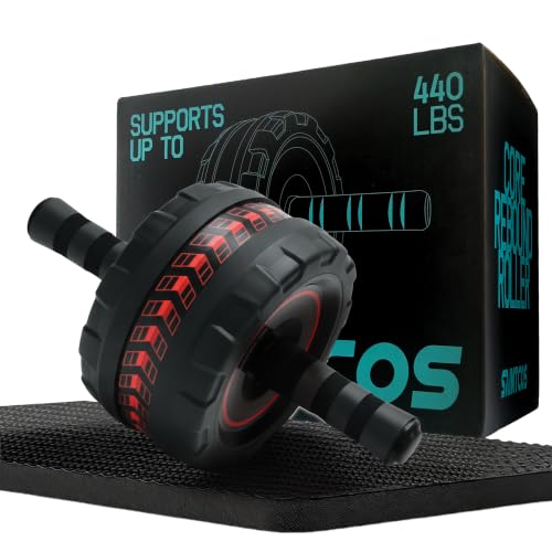 Ab Roller Wheel with Knee Pad, Core Strength Trainer for Home Gym, Abdominal Workout Equipment for Men & Women