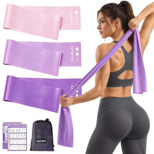 Resistance Bands Set, 3 Purple TPE Exercise Bands for Home Gym Workout