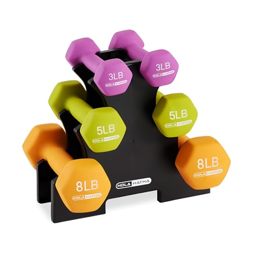 1, 2 and 3 lb Neoprene Dumbbell Strength Training Weight Set with Rack