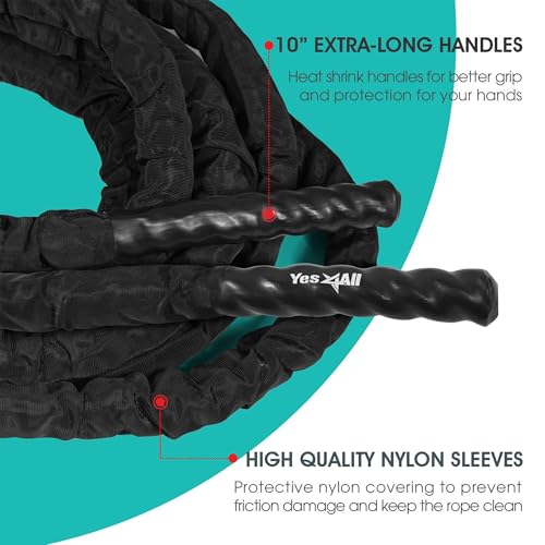 Battle Ropes, Workout Rope with Cover, Steel Anchor & Strap Included, Heavy Ropes for Exercise Training - 1.5/2 Inch Diameter, 30, 40, 50 Ft Length - view 4