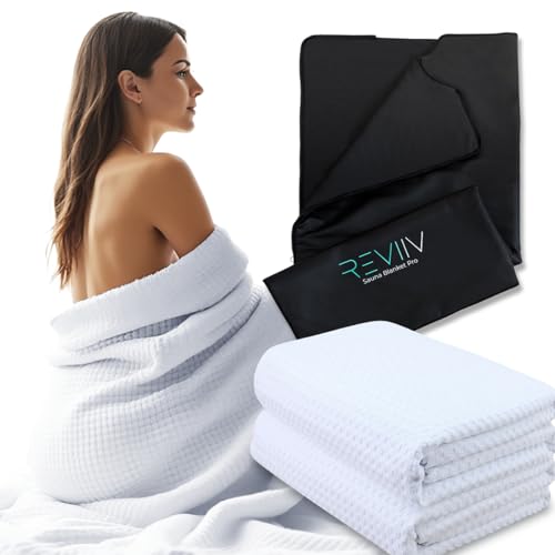 Sauna Blanket Insert Towel - 2 Pack Soft White Cotton Waffle - Comfortable and Easy Home Sessions Minimal Cleanup - Super Absorbent Sauna Towel