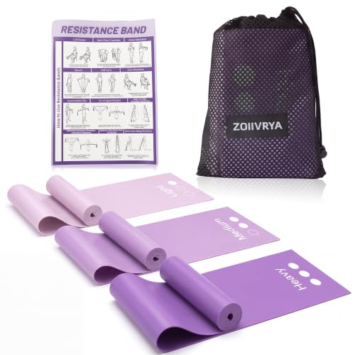 Resistance Bands Set, 3 Purple TPE Exercise Bands for Home Gym Workout - view 2