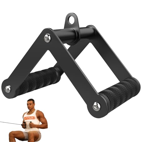 Double D Row Handle Cable Attachments for Gym, Non-Slip V Bar Attachment for Home Gym Equipment, T Bar Row Attachment for Back Training, LAT Pulldown Attachments and Cable Machine Attachment