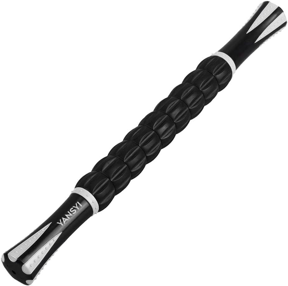 Professional 9-Roller Deep Tissue Massage Stick - Portable Muscle Recovery Roller for Athletes, Relieves Post-Workout Soreness & Leg/Back Pain - Portable Physio Tool (White)