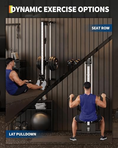Wall Mount Cable Machine with 19 Positions Dual Pulley System, Attachments - view 3