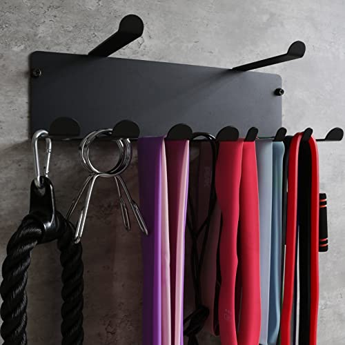 Resistance Bands Rack Wall Mount Home Gym Equipment Storage Rack for Resistance Bands, Jump Ropes, Yoga Mat, Foam Roller, Chains, 16.5", Black - view 6