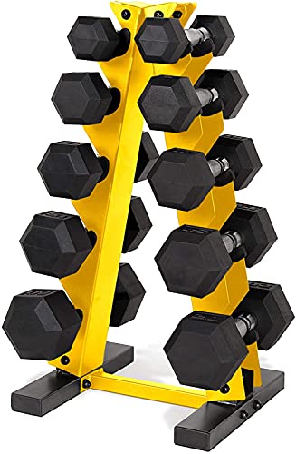 150 LB Dumbbell Set with Rack, Color Series