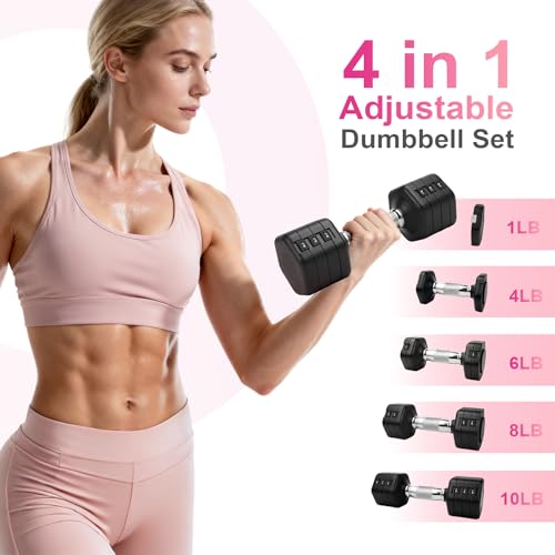 Adjustable Dumbbell Set of 2, Total 20 LB Pair (4,6,8,10 LB) - view 3