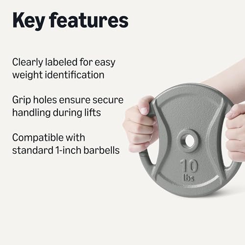 1-Inch Grip Weight Plates, Cast Iron, Strength Training, Home Gym - view 2