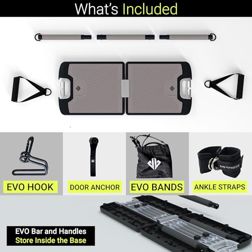 EVO Gym - Portable Home Gym Strength Training Equipment, At Home Gym | All in One Gym - Resistance Bands, Base Holds Gym Bar & Handles for Travel | Portable Gym & Home Exercise Equipment - view 5