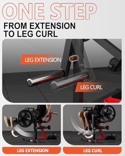 Leg Extension and Curl Machine, Lower Body Special Leg Machine, Adjustable Leg Exercise Bench with Plate Loaded, Leg Rotary Extension for Thigh, Home Gym Weight Machine - view 3