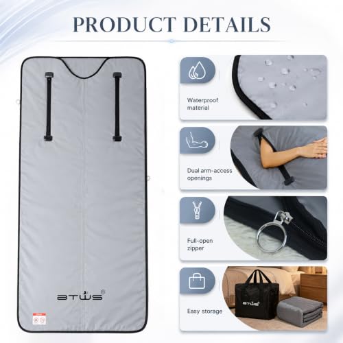 Infrared Sauna Blanket for Detox & Relaxation, 71"x31" Low EMF Portable Blanket with Silicone Fiber Heating, Waterproof Soft Oxford Cloth for Home Spa - view 5
