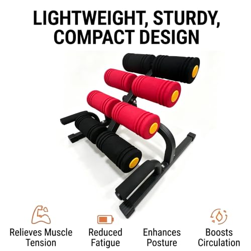 Mini Inversion Table with Rollers for Back Pain Relief Easy to Assemble Back Extension Machine with 297LBS Weight Capacity Spinal Decompression Table for Home Gym Red - view 7