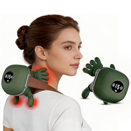 Neck Massager with Heat, Bionic Shiatsu Neck and Shoulder Massager with 4D Kneading Fingers, LCD Display & Adjustable Intensity, Heated Neck Massage Device Simulates Real Palm to Relax Muscle Tension