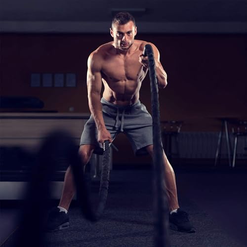 Battle Ropes, Workout Rope with Cover, Steel Anchor & Strap Included, Heavy Ropes for Exercise Training - 1.5/2 Inch Diameter, 30, 40, 50 Ft Length - view 6