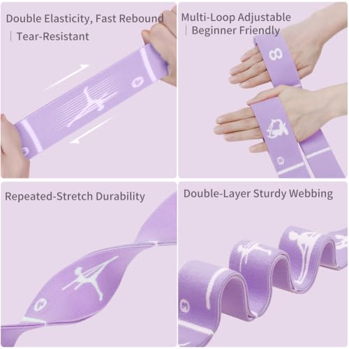 Adjustable Stretch Strap for Kids, 8-Loop Elastic Resistance Band for Children Gymnastics, Ballet Dance, Yoga, Stuff，Pilates & Flexibility Training, Home Exercise Equipment for Girls - view 4