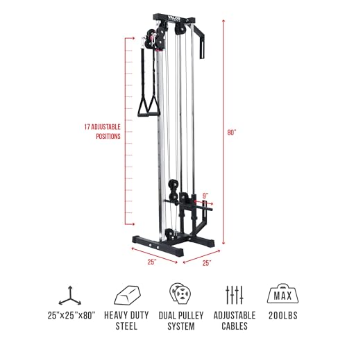 Wall Mounted Cable Machine, Dual Adjustable Pulley System with 16 Height Positions, Space-Saving Home Gym Strength Training Equipment - view 2